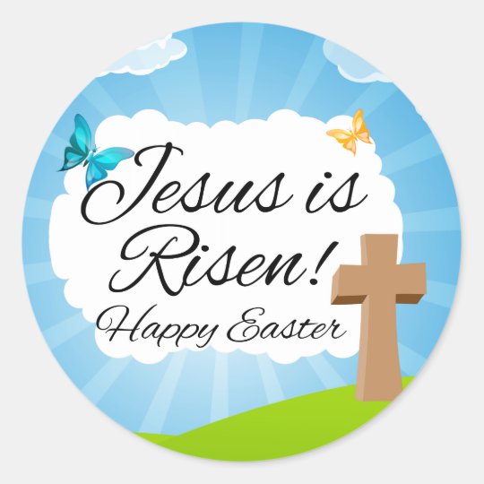 Jesus Is Risen Christian Easter Classic Round Sticker 5719