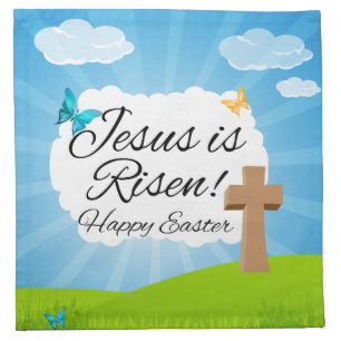 Jesus is Risen, Christian Easter Cloth Napkin