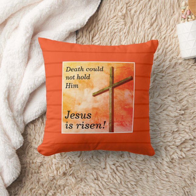 JESUS IS RISEN Christian Easter Cross Throw Pillow (Blanket)