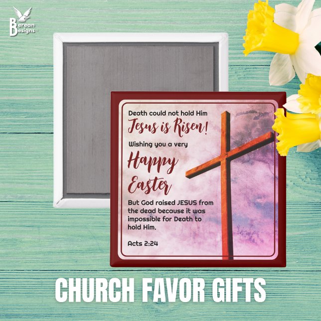 JESUS IS RISEN Christian Easter Favor Magnet (JESUS IS RISEN Happy Easter magnet, ideal for church favor gifts. Matching gifts available.)