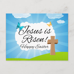 Jesus is Risen, Christian Easter Holiday Postcard