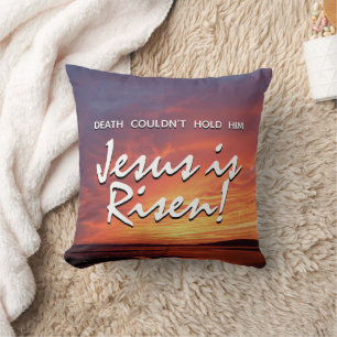 JESUS IS RISEN Christian Easter Landscape Throw Pillow