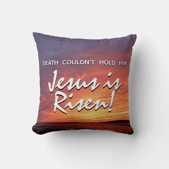 JESUS IS RISEN Christian Easter Landscape Throw Pillow (Front)