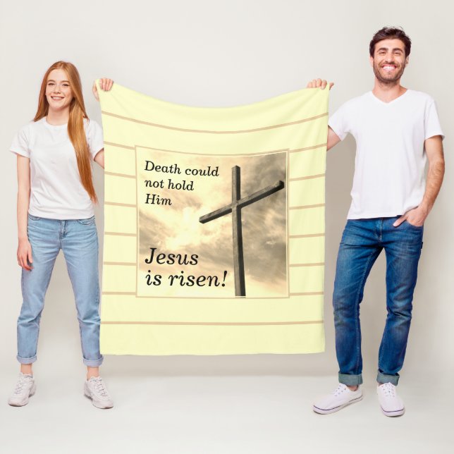 JESUS IS RISEN Cream Easter Fleece Blanket (In Situ)