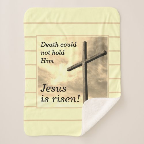 JESUS IS RISEN Cream Easter Sherpa Blanket