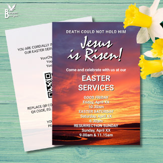 JESUS IS RISEN Custom CHURCH SERVICES Easter Invitation