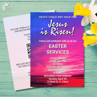 JESUS IS RISEN Custom Easter CHURCH SERVICES Invitation