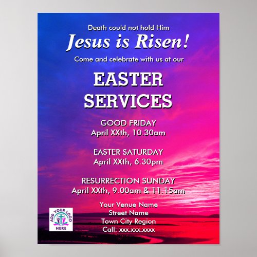 JESUS IS RISEN Easter Church Services Invitation Poster