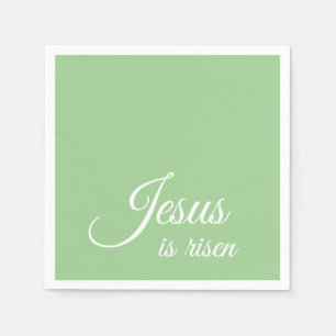 Jesus Is Risen Elegant Green Christian Easter Napkins