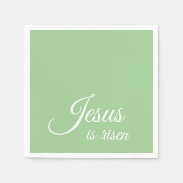 Jesus Is Risen Elegant Green Christian Easter Napkins (Front)