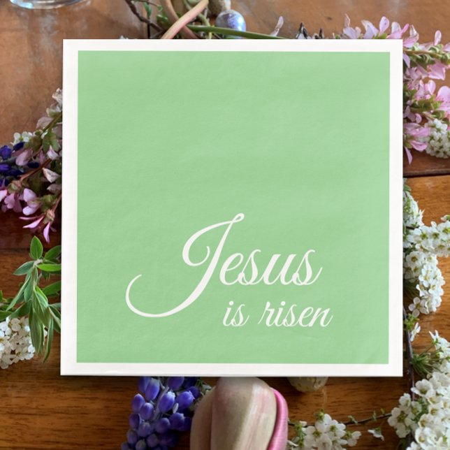 Jesus Is Risen | Elegant Green Christian Easter Paper Dinner Napkins (Creator Uploaded)