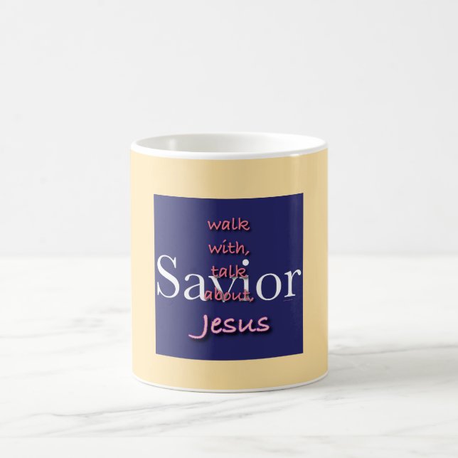 Jesus Is Savior Pale Yellow Christian Coffee Mug (Center)