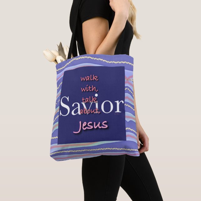 Jesus Is Savior Stripe  Tote Bag (Close Up)