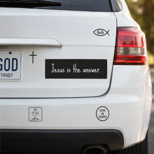 Jesus is the Answer Black and White Car Magnet