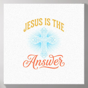 Jesus Is the Answer Christian Cross Vector Design_ Canvas Photo Tile