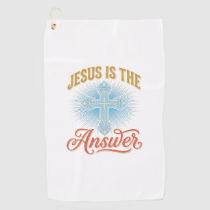 Jesus Is the Answer Christian Cross Vector Design_ Golf Towel