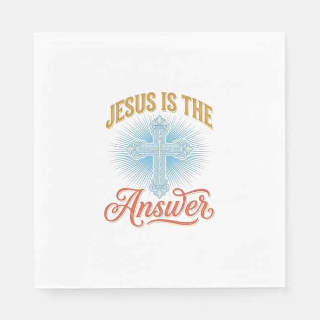 Jesus Is the Answer Christian Cross Vector Design_ Napkins (Front)