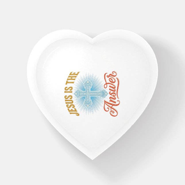 Jesus Is the Answer Christian Cross Vector Design_ Paperweight (Front)