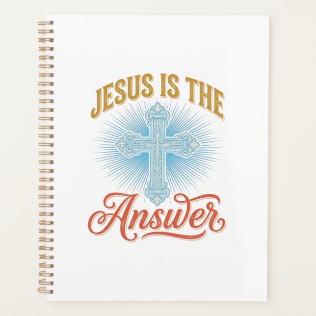 Jesus Is the Answer Christian Cross Vector Design_ Planner (Front)