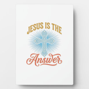 Jesus Is the Answer Christian Cross Vector Design_ Plaque