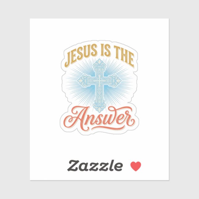 Jesus Is the Answer Christian Cross Vector Design_ Sticker (Sheet)