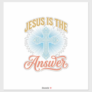 Jesus Is the Answer Christian Cross Vector Design_ Sticker