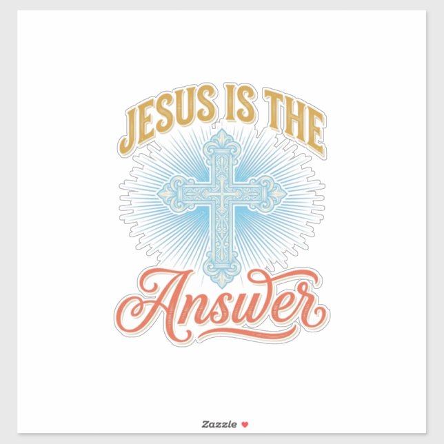 Jesus Is the Answer Christian Cross Vector Design_ Sticker (Sheet)
