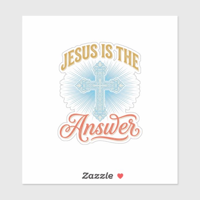 Jesus Is the Answer Christian Cross Vector Design_ Sticker (Sheet)
