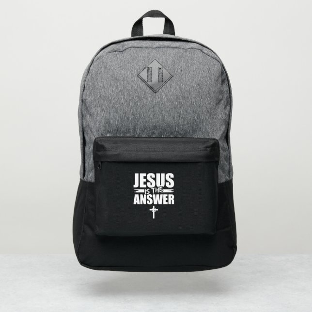Jesus Is The Answer Jesus Port Authority® Backpack (Front)