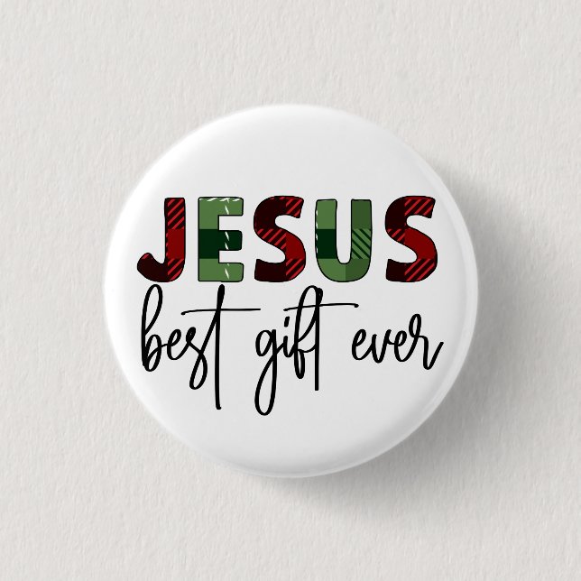 Jesus is the best gift ever Christian Christmas Button (Front)