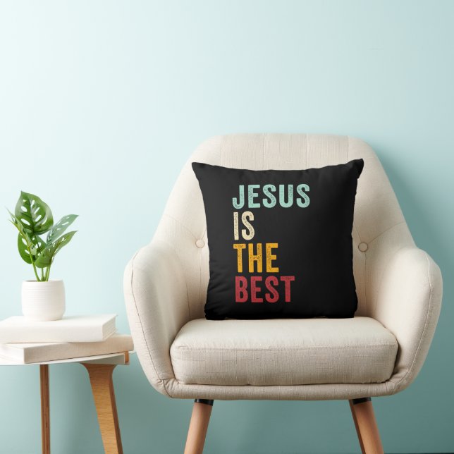 JESUS is The Best – Kids & Adult Christian Faith  Throw Pillow (Chair)