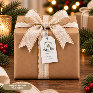 Jesus is the Gift Whimsical Nativity Scene Gift Tags