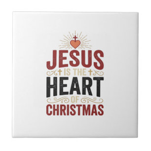 Jesus Is the Heart of Christmas Vintage Shirt Ceramic Tile