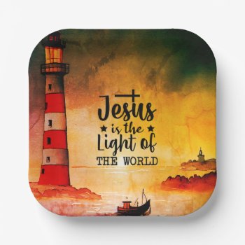Jesus Is The Light Of The World Bible Verse Paper Plates by CChristianDesigns at Zazzle