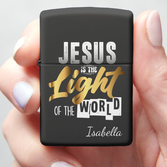 JESUS IS THE LIGHT OF THE WORLD ZIPPO LIGHTER (In Hand)