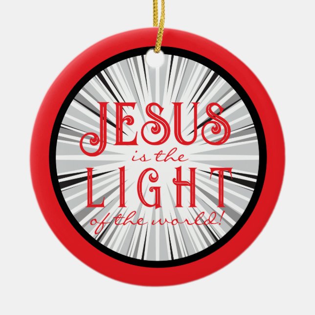 Jesus is the Light Ornament- Red/Black Ceramic Ornament (Front)