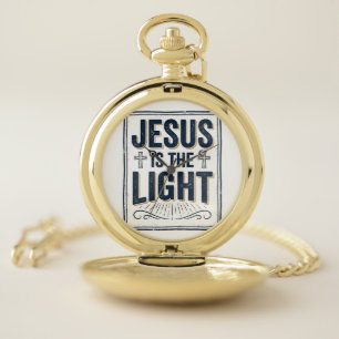 Jesus Is The Light Vintage Christian Shirt Pocket Watch