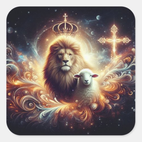 Jesus is the Lion and the Lamb  Square Sticker