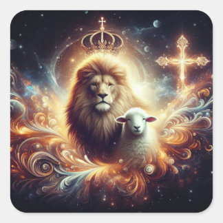 Jesus is the Lion and the Lamb Square Sticker