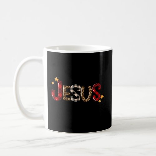 Jesus Is The Reason Buffalo Plaid Leopard Nativity Coffee Mug