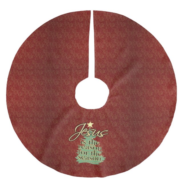 Jesus is the Reason Christian Christmas Brushed Polyester Tree Skirt (Front)