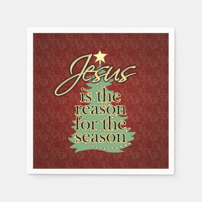 Jesus is the Reason Christian Christmas Paper Napkins (Front)