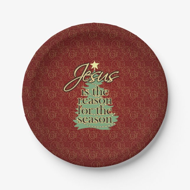 Jesus is the Reason Christian Christmas Paper Plates (Front)