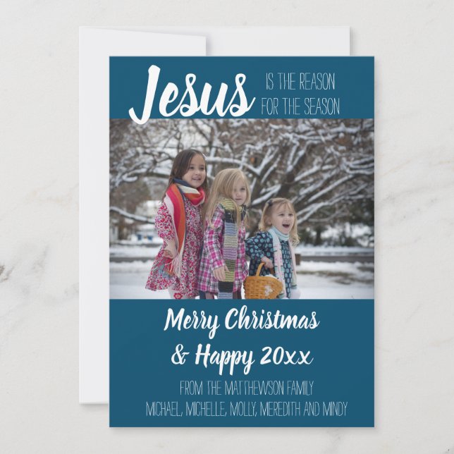 Jesus Is The Reason Christian Christmas Photo Card (Front)
