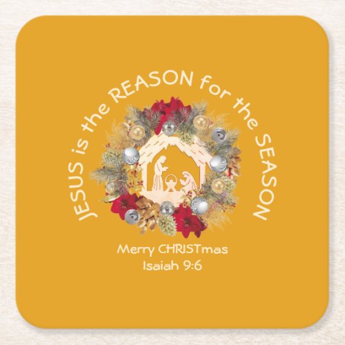 JESUS IS THE REASON Christian Square Paper Coaster