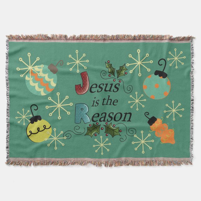 Jesus is the Reason Christmas Holiday Throw Blanket (Front)