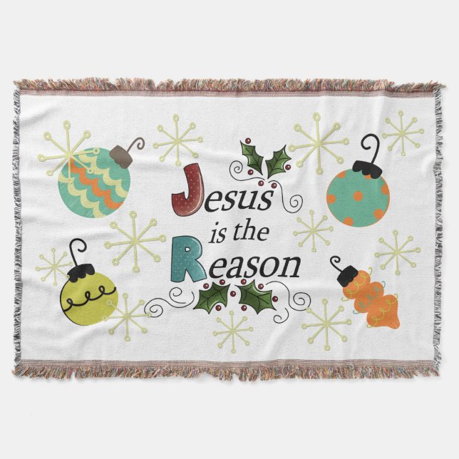 Jesus is the Reason Christmas Holiday Throw Throw Blanket (Front)