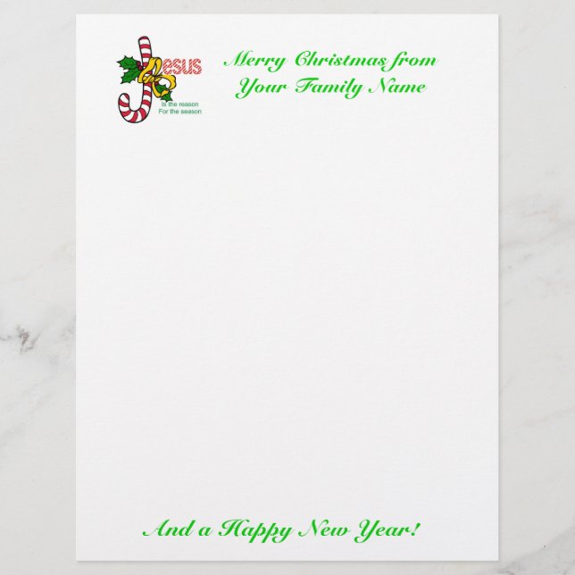 Jesus is the Reason Christmas Letter Stationery (Front)