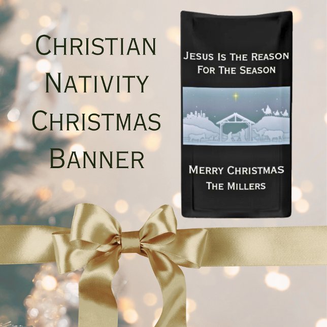 Jesus Is The Reason Christmas Nativity  Banner (Christian Nativity Christmas Banner)