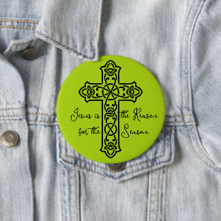 Jesus is the Reason Cross Christmas Button